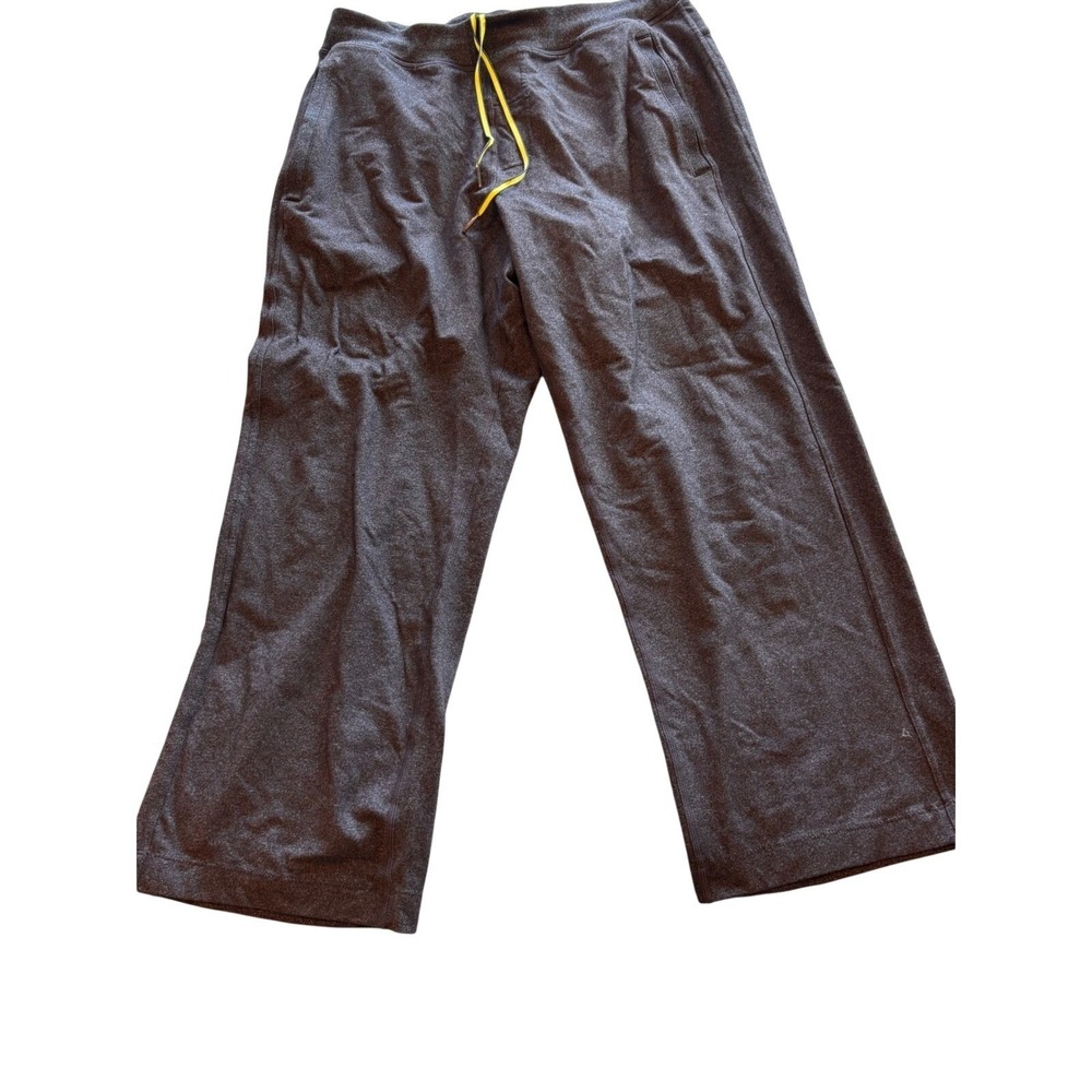 Lululemon Mens Wide‎ Leg Lounge Pants Charcoal Gray Heathered Drawstring 32x26